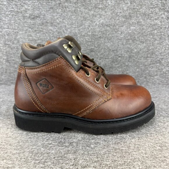 ✅Worx Women's Steel Toe 5" Brown Leather Safety Boots Sz 10 MW 5492 ✅PEELING - Picture 9 of 13